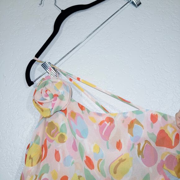 NWT For Love & Lemons Pink Floral Desmond Midi Dress Size Small - Picture 4 of 10